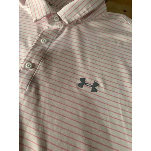 Under Armour Size 2XL Striped Golf Polo Shirt Loose‎ Fit Athletic - Picture 3 of 7